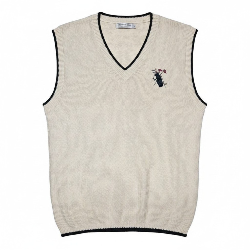 Vintage Northern Isles Golf Sweater Vest Mens L USA Cream Preppy Grandpacore